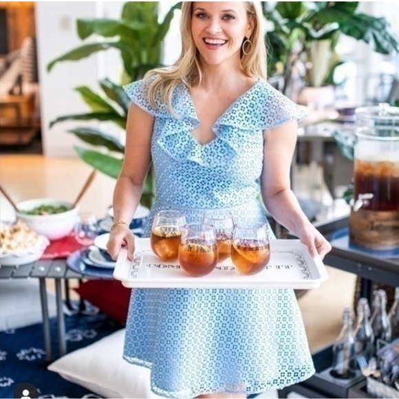 NEW! Draper James collection lattice a line dress light blue Size US 8 $195